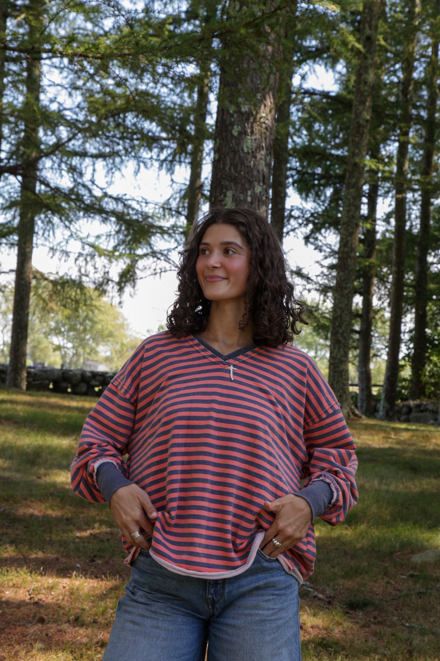 Striped long sleeve cuffed