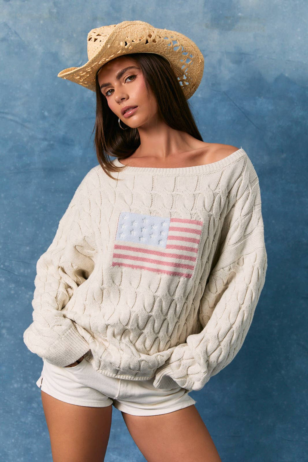 Cable Knit American Flag Sweater – Sunbent