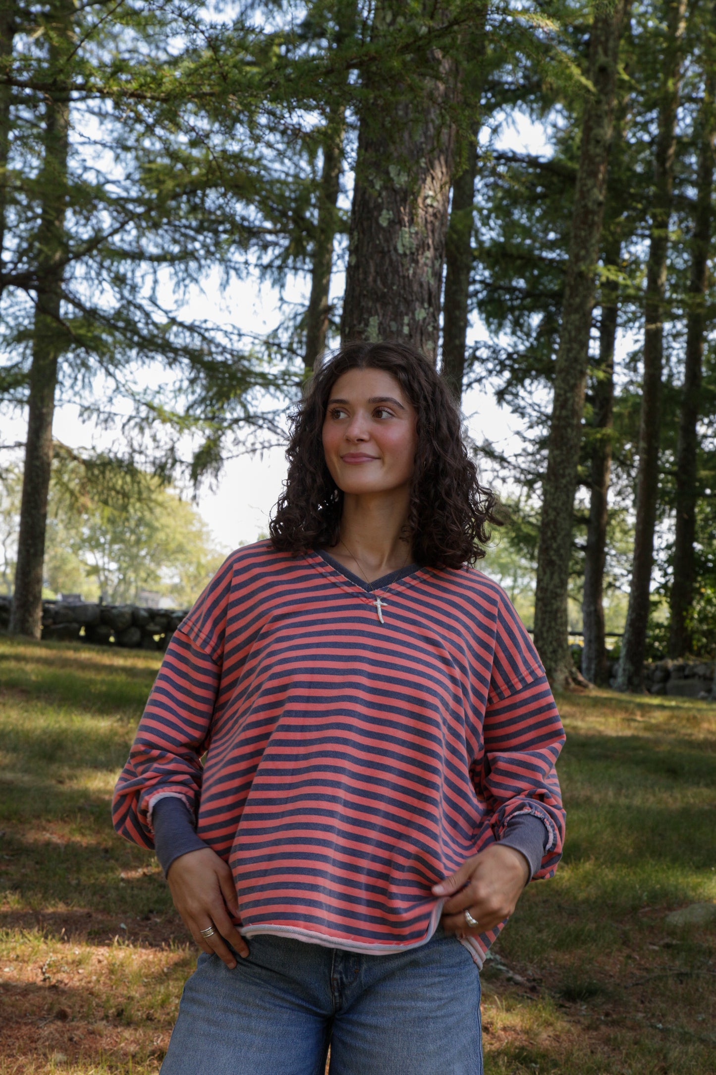 Striped long sleeve cuffed