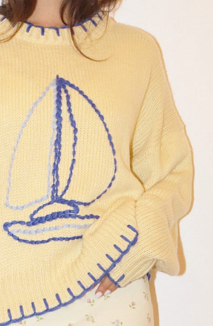 Stitched Sailboat Sweater