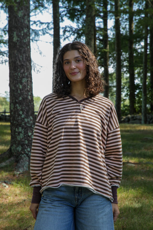 Striped long sleeve cuffed
