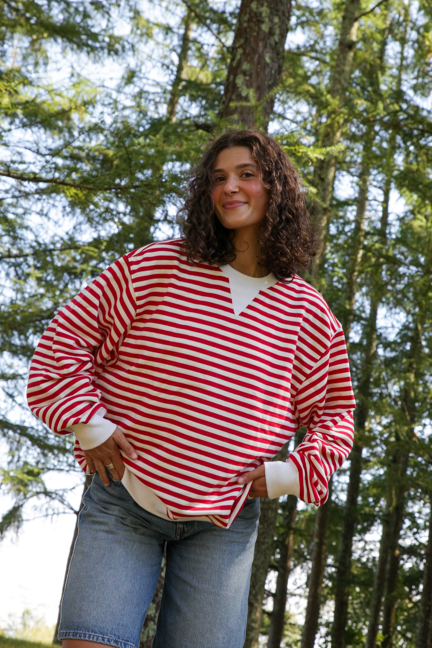 Candy Cane Striped Retro Crew