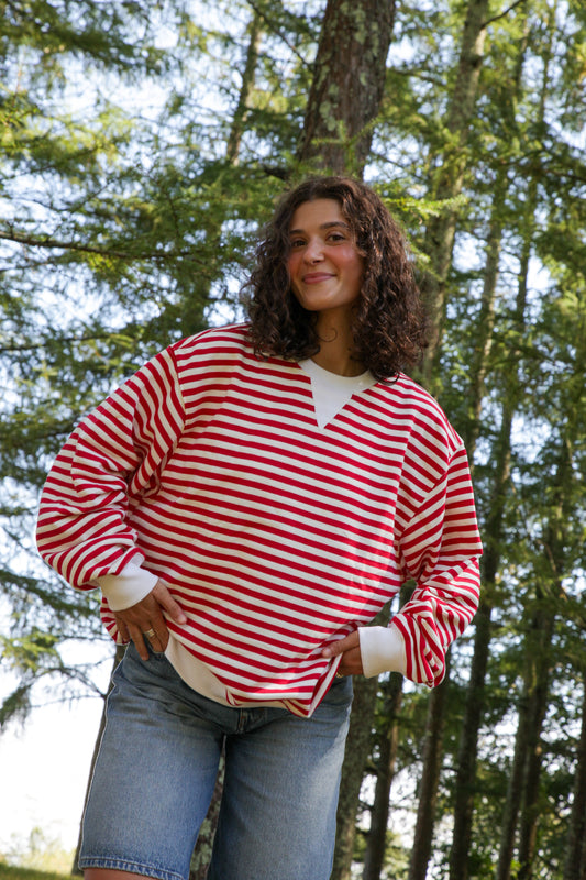 Candy Cane Striped Retro Crew
