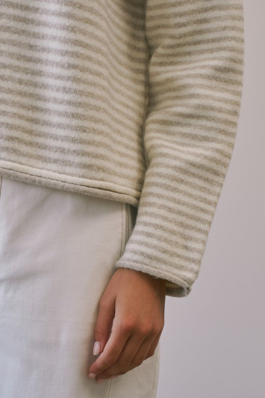 Oatmeal Striped Layered Sweater