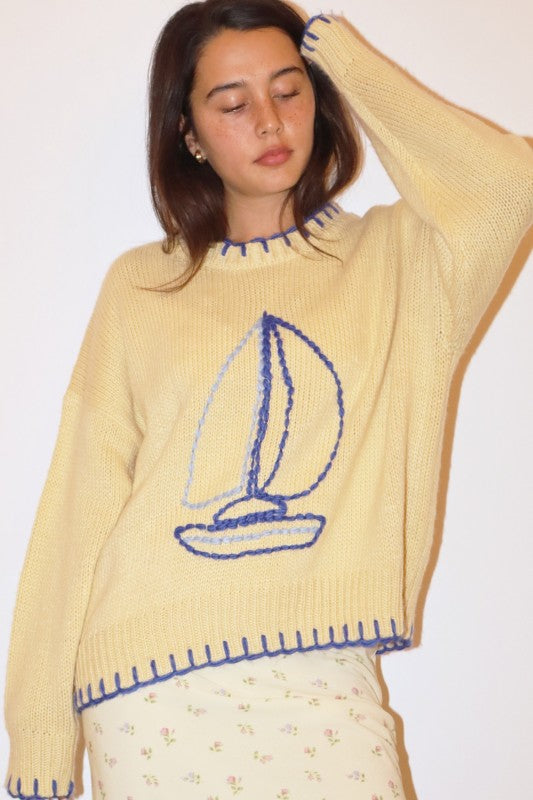 Stitched Sailboat Sweater