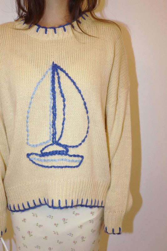 Stitched Sailboat Sweater
