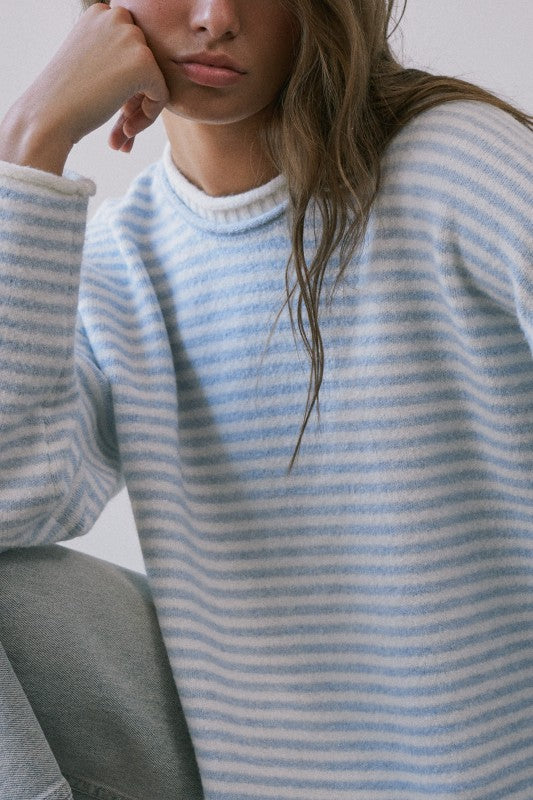 Baby Blue Striped Layered Sweater