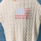 Cable Knit American Flag Sweater