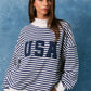 USA Striped Mock Neck