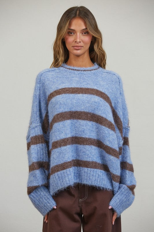 Fuzzy Boyfriend Striped Sweater